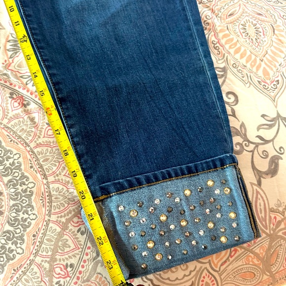 Lane Bryant Denim - Lane Bryant dark washed jeans with studded cuffs size 18